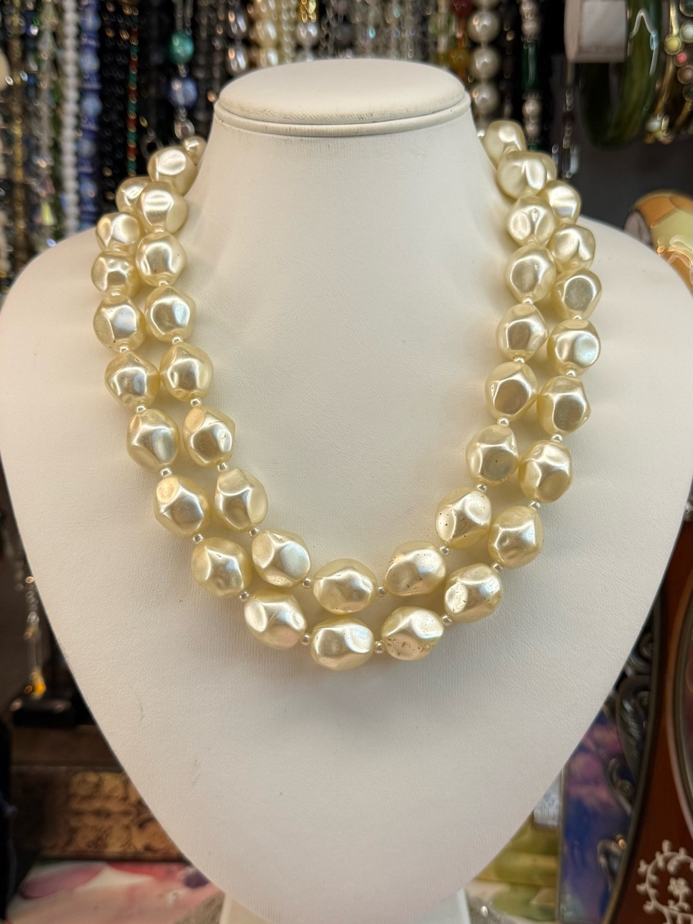 Elegant Double-Strand Champagne Pearl Necklace